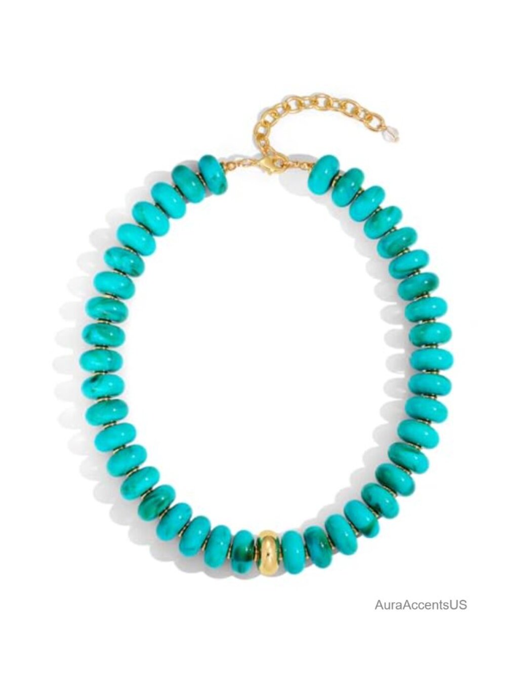 Chunky Beaded Choker Necklace Resin Gold Bead Boho Statement Jewelry